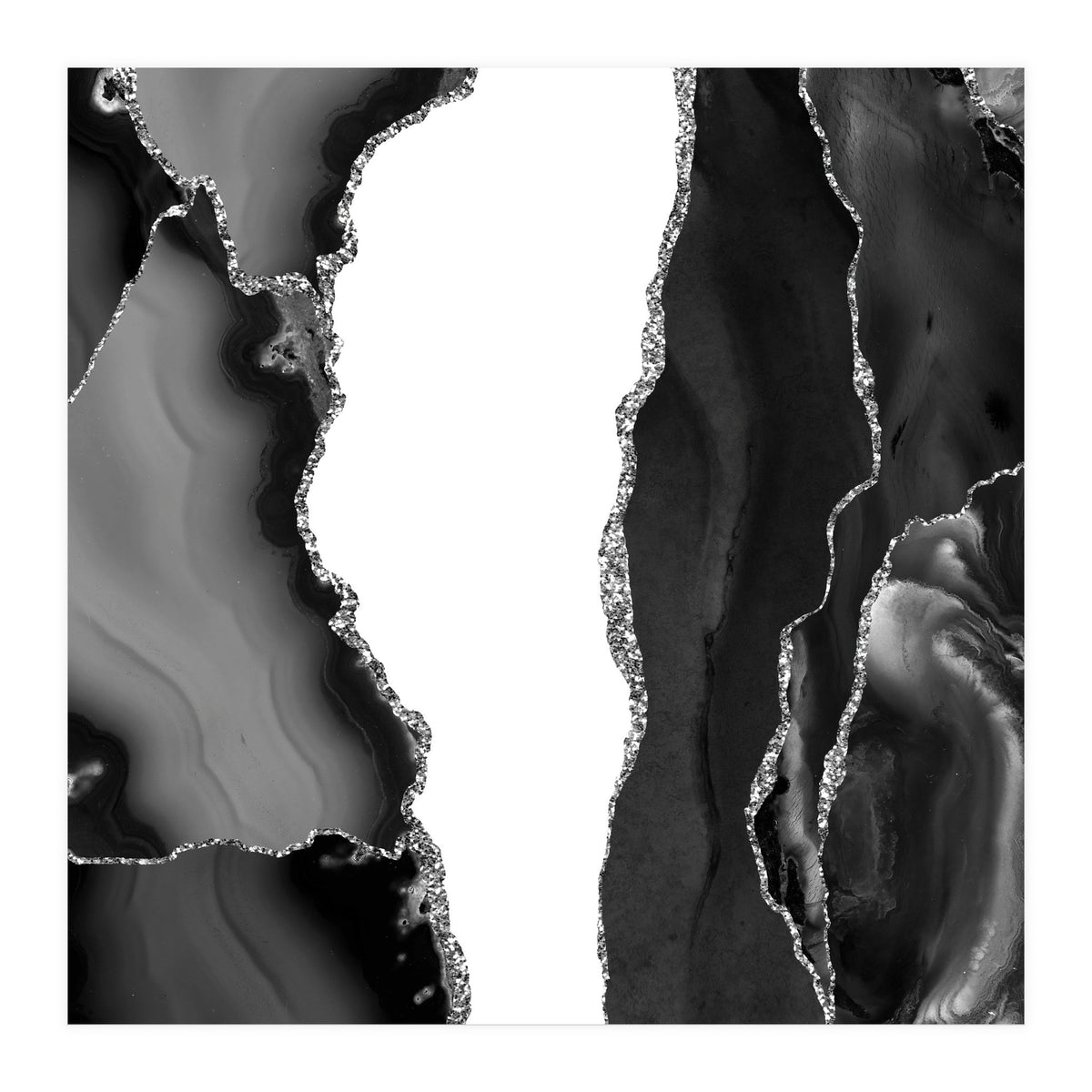 Black & Silver Agate Texture 07 (Print Only)