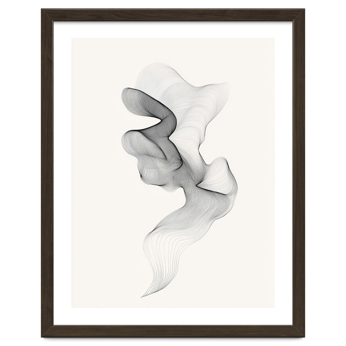 Abstract Black And White Swirling Lines Flowing Form