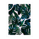 Tropical Nature Monstera Watercolor Painting, Botanical Jungle Dark Palm Illustration (Print Only) thumbnail