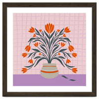 Tulips in a vase - orange and violet