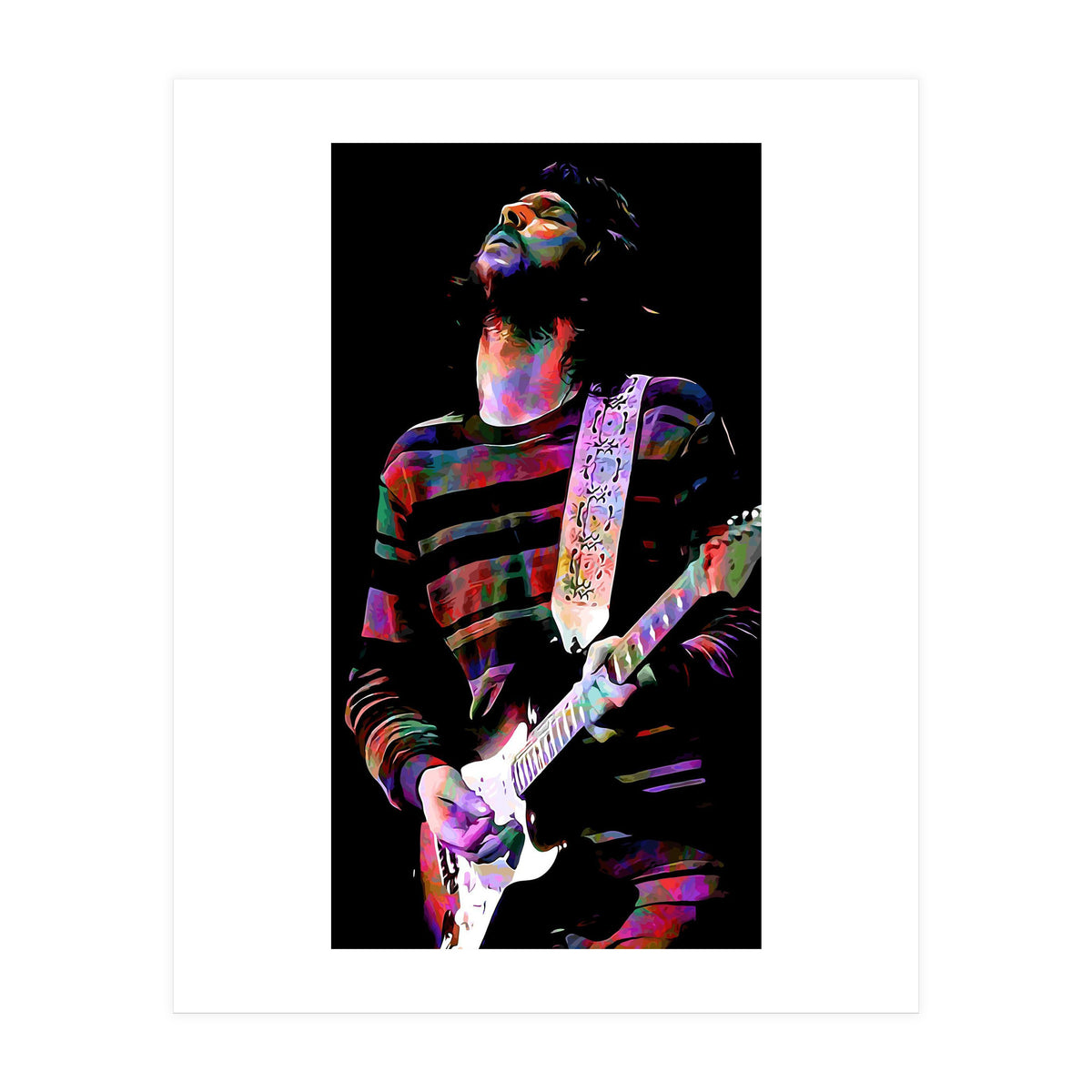 Eric Clapton American Rock and Blues Guitarist in Colorful (Print Only)