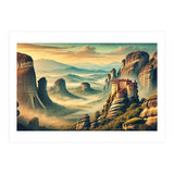 Vintage Greece, Meteora Monasteries Poster (Print Only) thumbnail