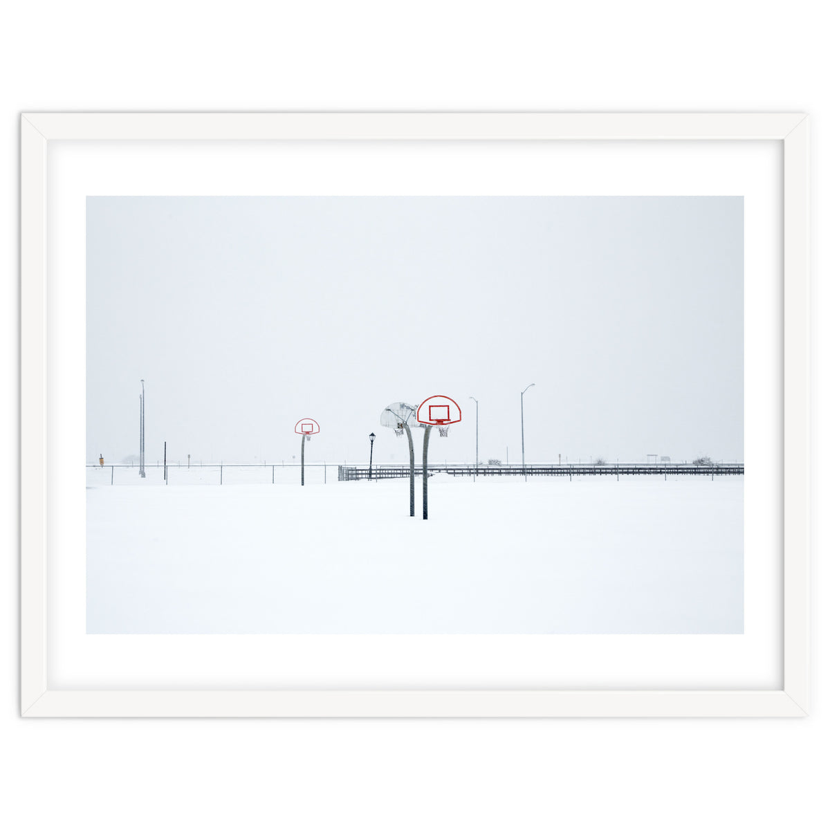 Snow-covered Basketball court