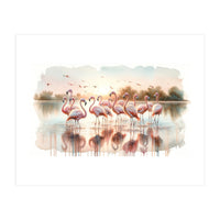 Serene Flamingo Sunrise (Print Only)