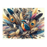 Kingfisher And Songbirds In Peacock Feathers (Print Only) thumbnail
