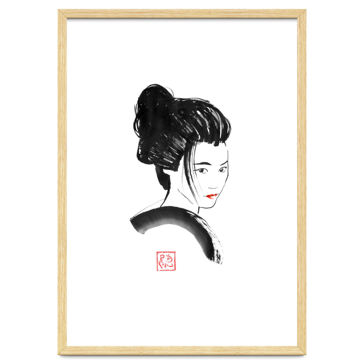 Geisha Face Red Lips