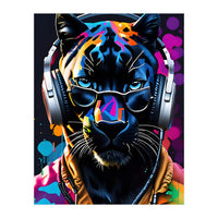 Panther In Headphones And Glasses (Print Only)