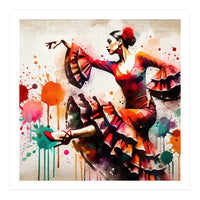Fiery Flamenco Dancer In Motion (Print Only)