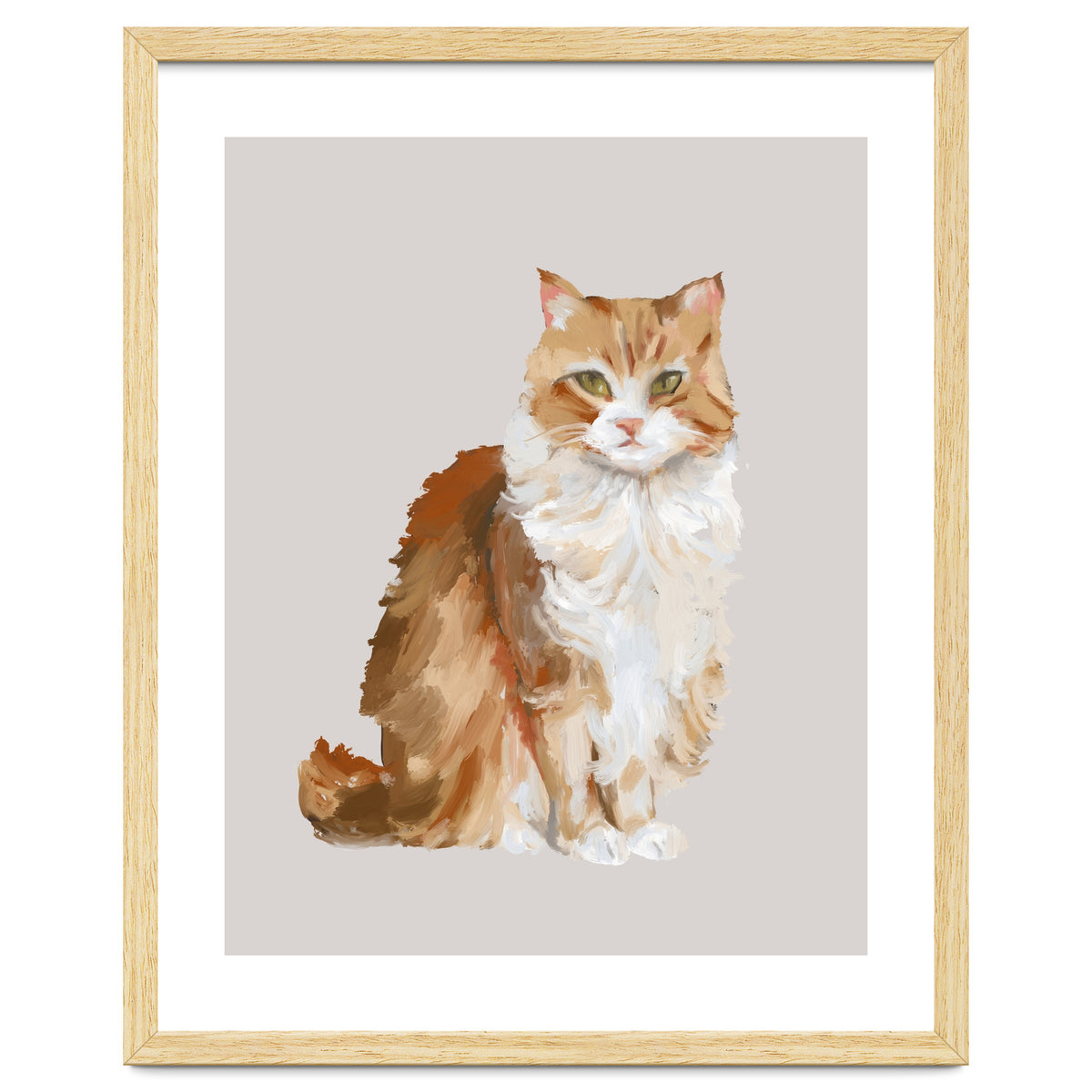 Handpainted messy oil painting of furry baby cat