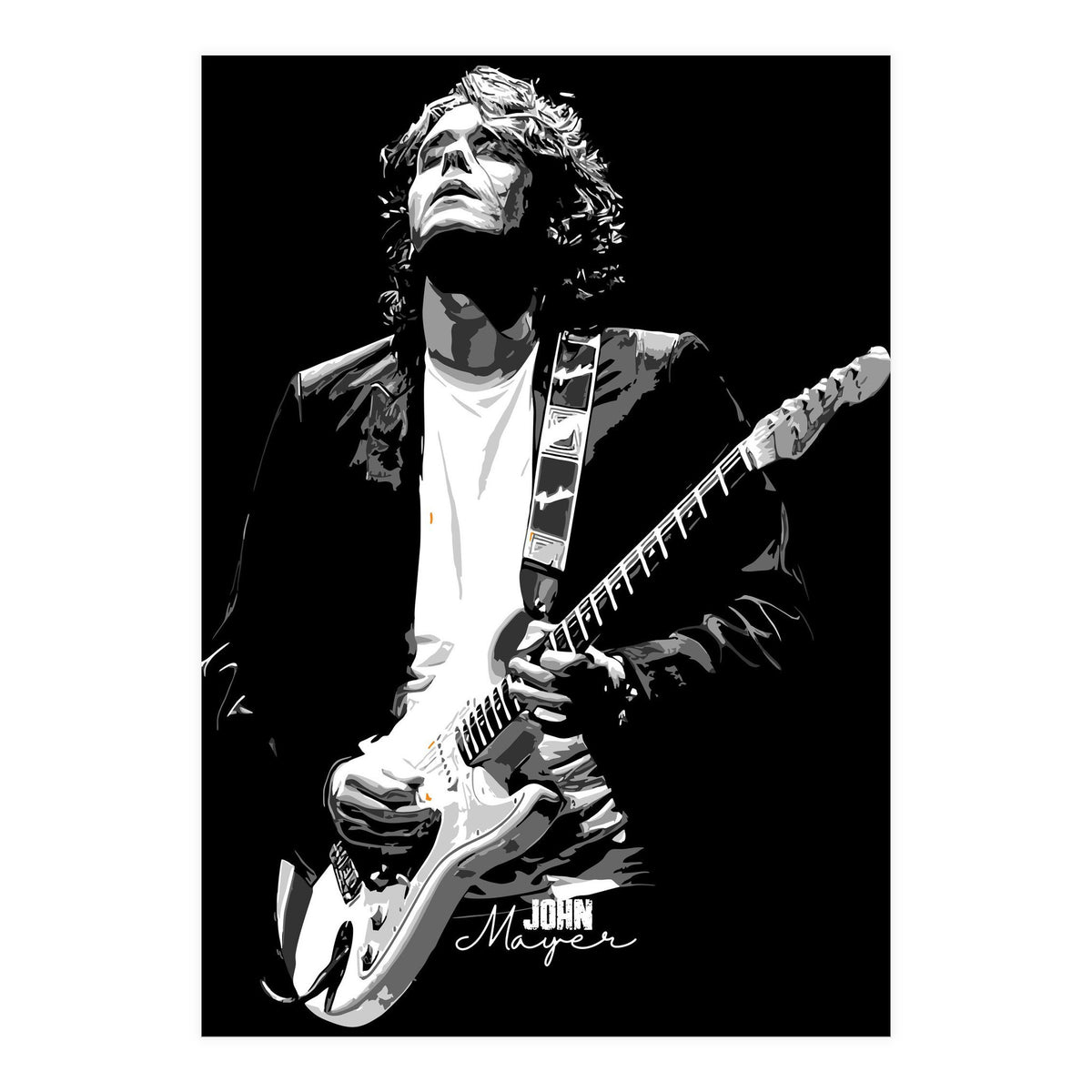 John Mayer American Musician Legend in Grayscale (Print Only)