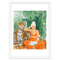 Jungle Vacay | Modern Bohemian Blonde Woman Tropical Travel | Leopard Wildlife Forest Reader