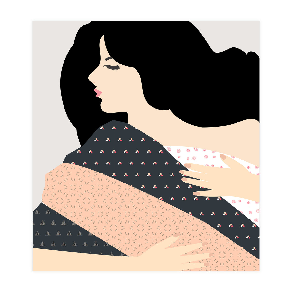 Not Today, Sleepy Lazy Woman In Bed, Quirky Eclectic Blanket Cozy Sleep In Illustration (Print Only)