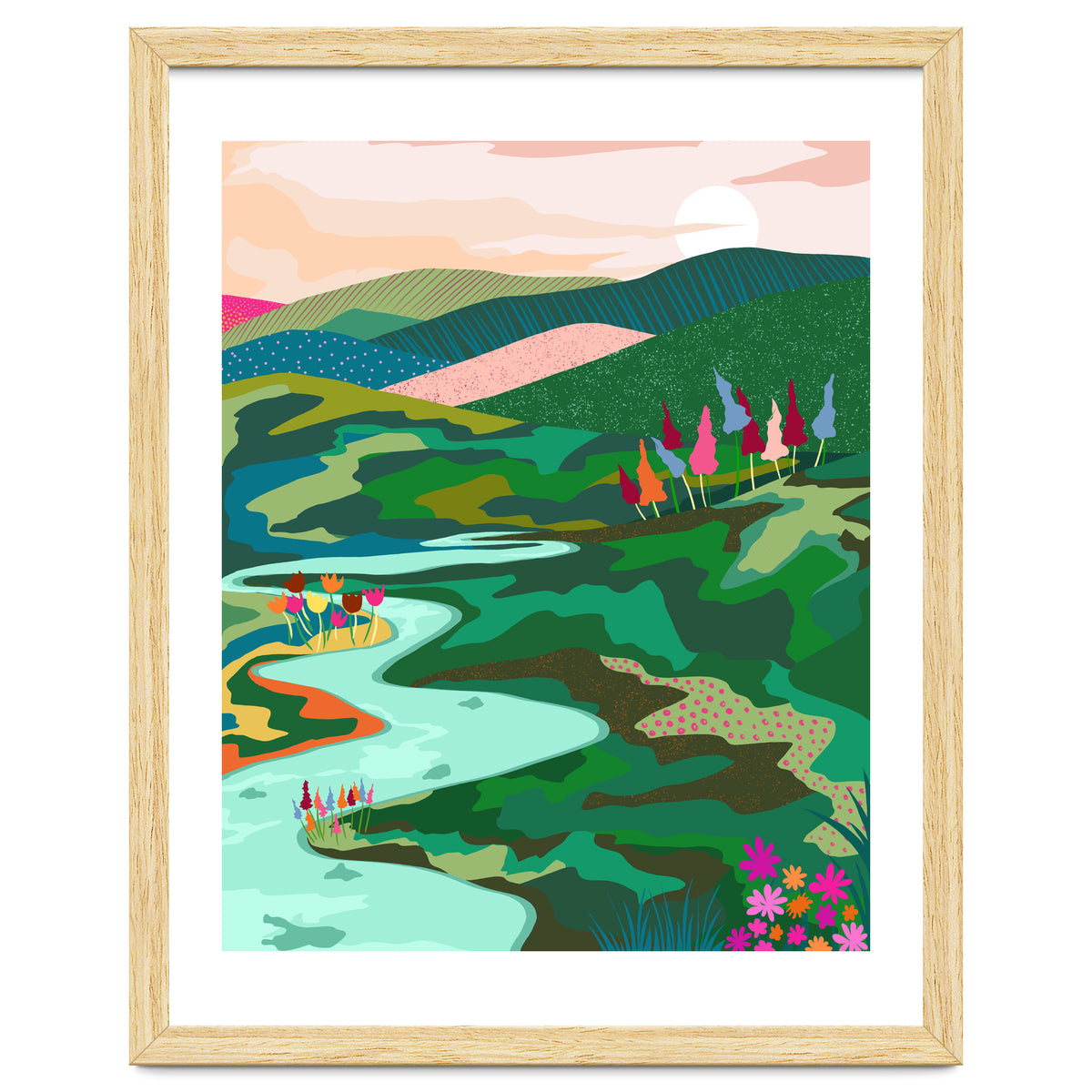 Endless Love, Bohemian Nature Landscape Scenic Meadow, Eclectic Colorful Travel Forest Mountains Sunset