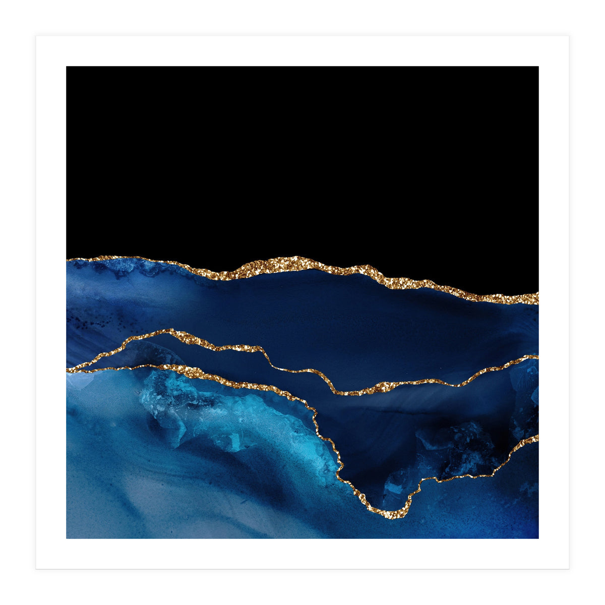 Navy & Gold Agate Texture 07  (Print Only)