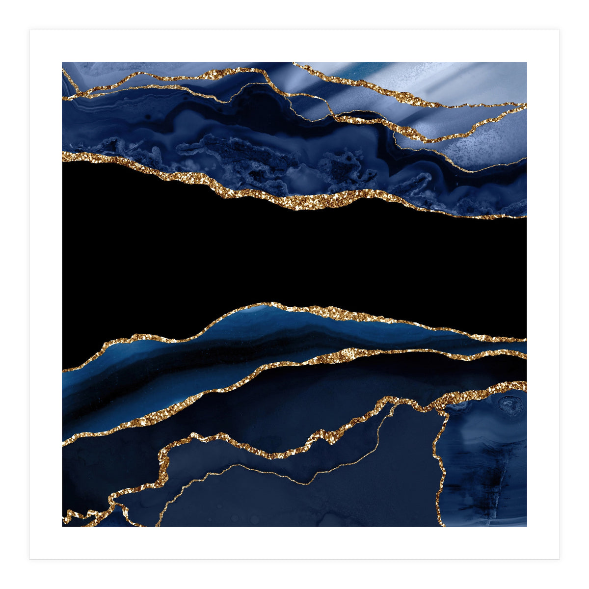 Navy & Gold Agate Texture 11  (Print Only)