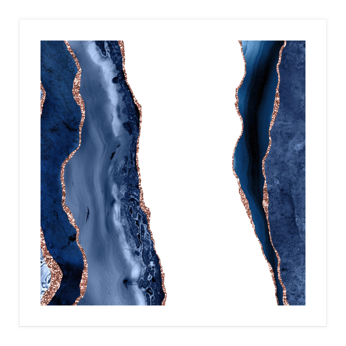 Navy & Rose Gold Agate Texture 28  (Print Only)