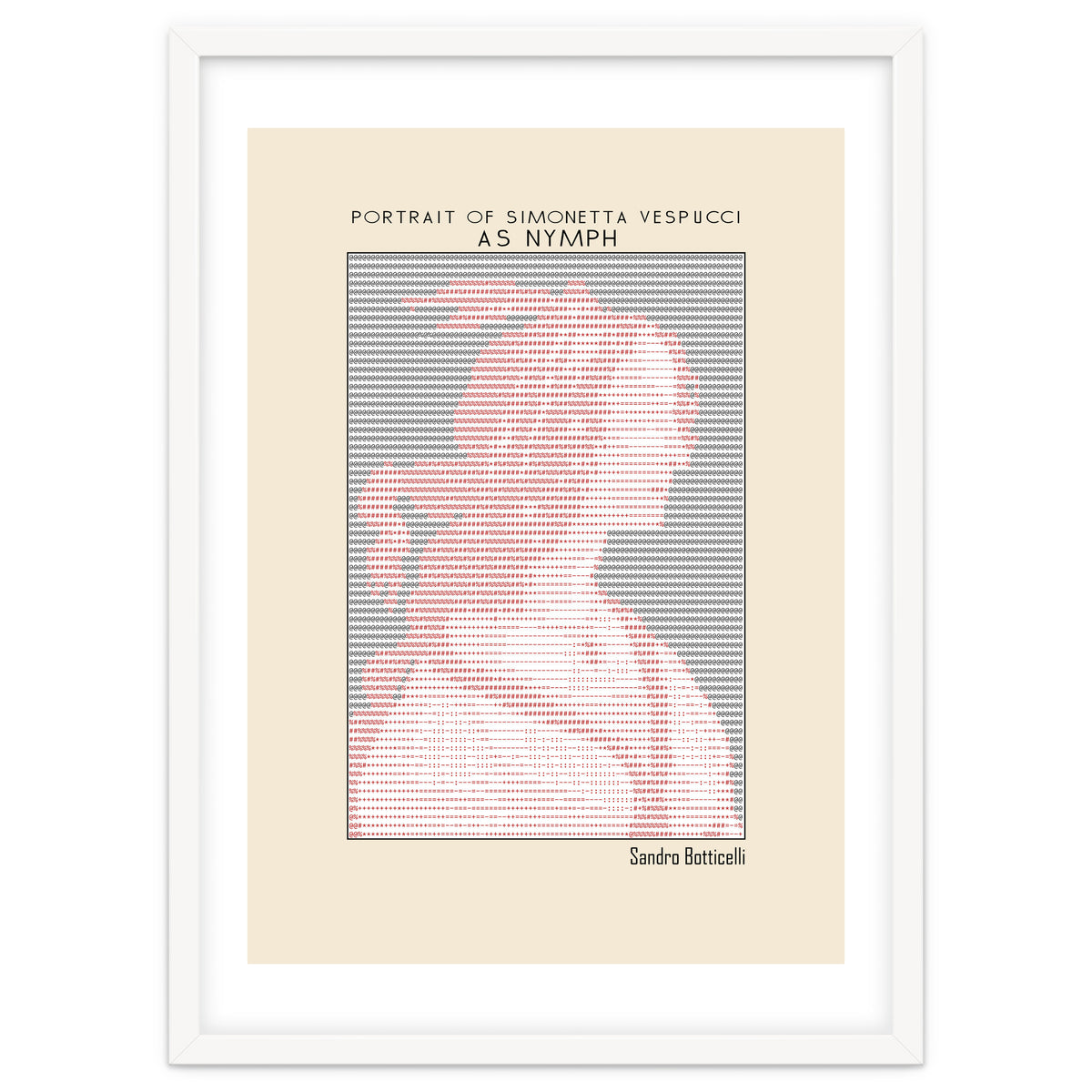 Portrait of Simonetta Vespucci as Nymph – Sandro Botticelli (ascii art)