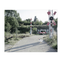 A chicken crossing a railroad (Print Only)