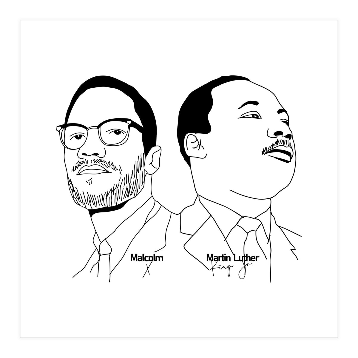 Martin Luther King Jr and Malcolm X (Print Only)