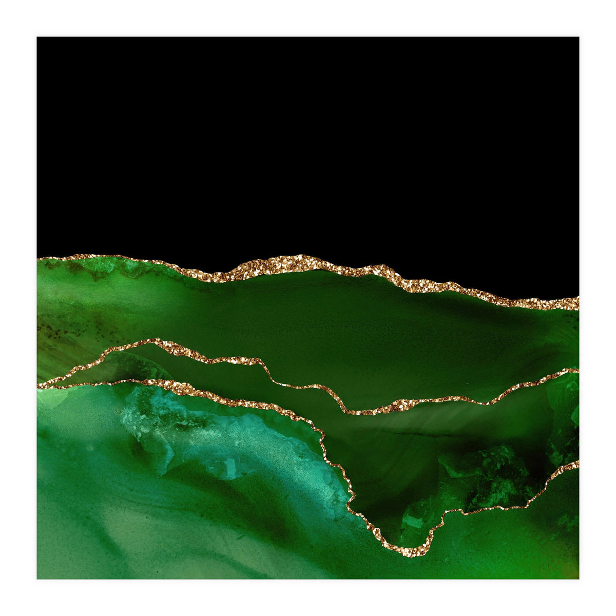 Green & Gold Agate Texture 07  (Print Only)