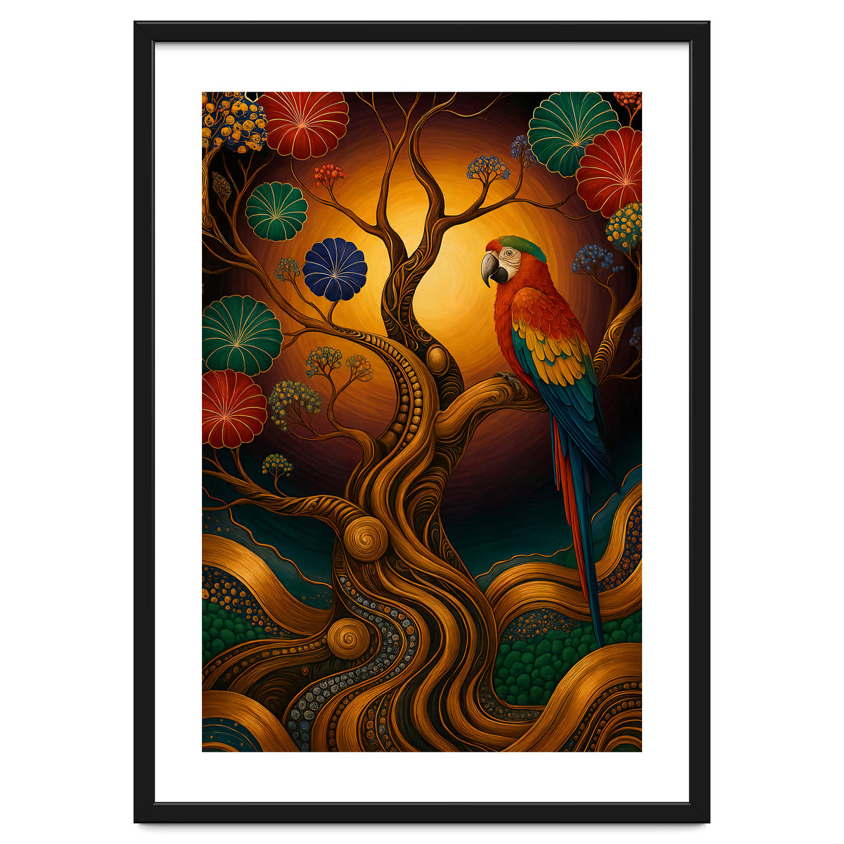 Parrot in Retro Contemporary Aesthetics