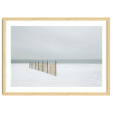 Wood fence in the winter snow beach thumbnail