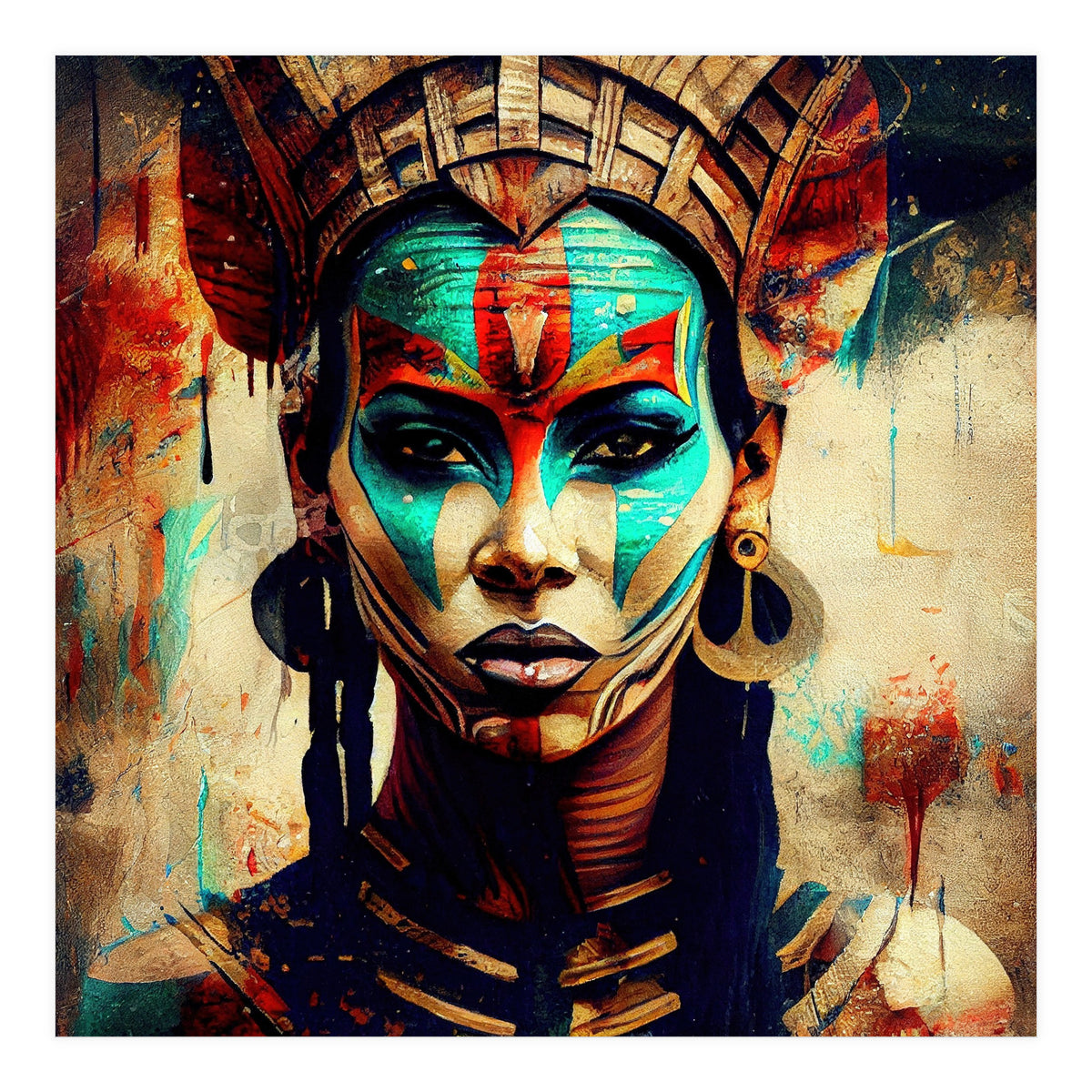 Armored Warrior Woman Portrait (Print Only)