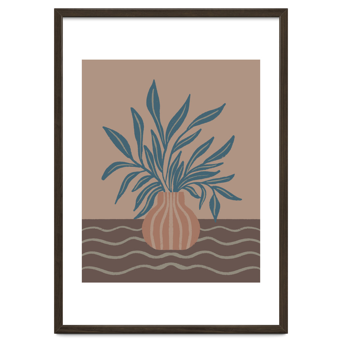 Modern Vase with Tropical Leaves