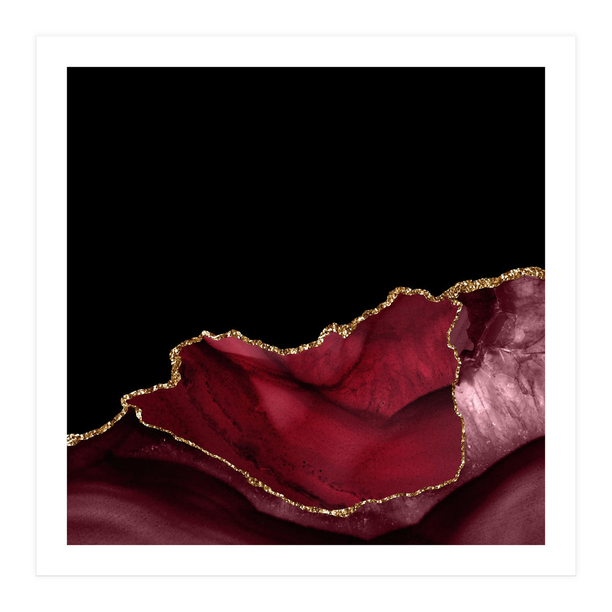 Burgundy & Gold Agate Texture 06  (Print Only)