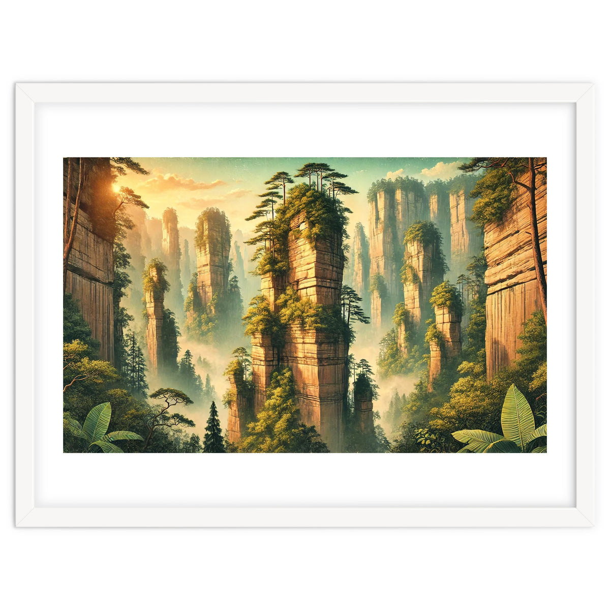 Vintage China, Zhangjiajie Stone Pillars Poster