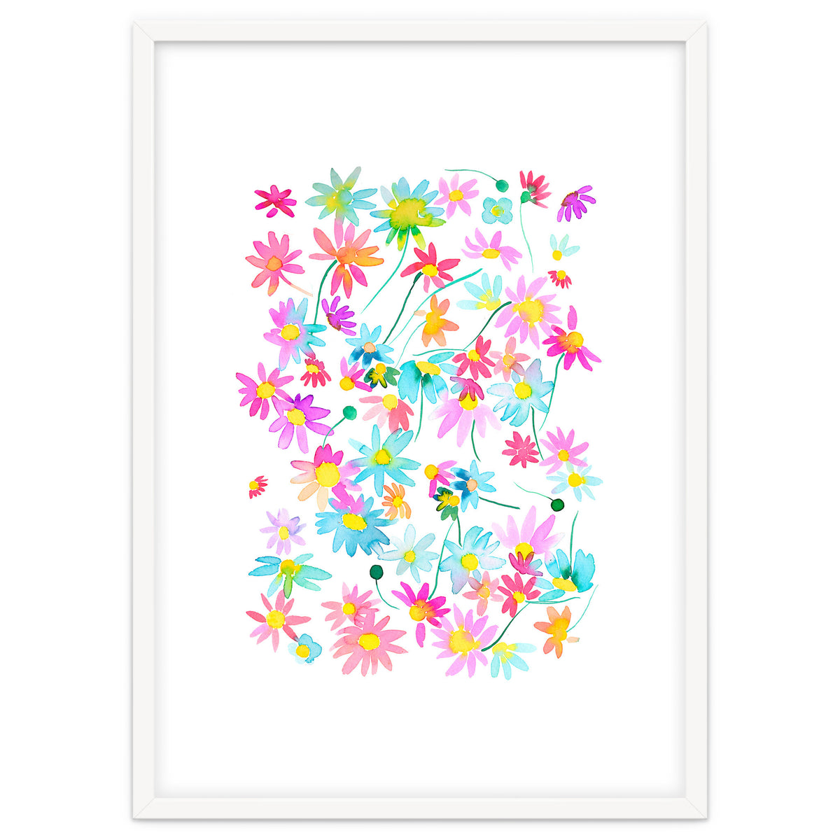 Daisies Spring Floral Pastel Watercolor