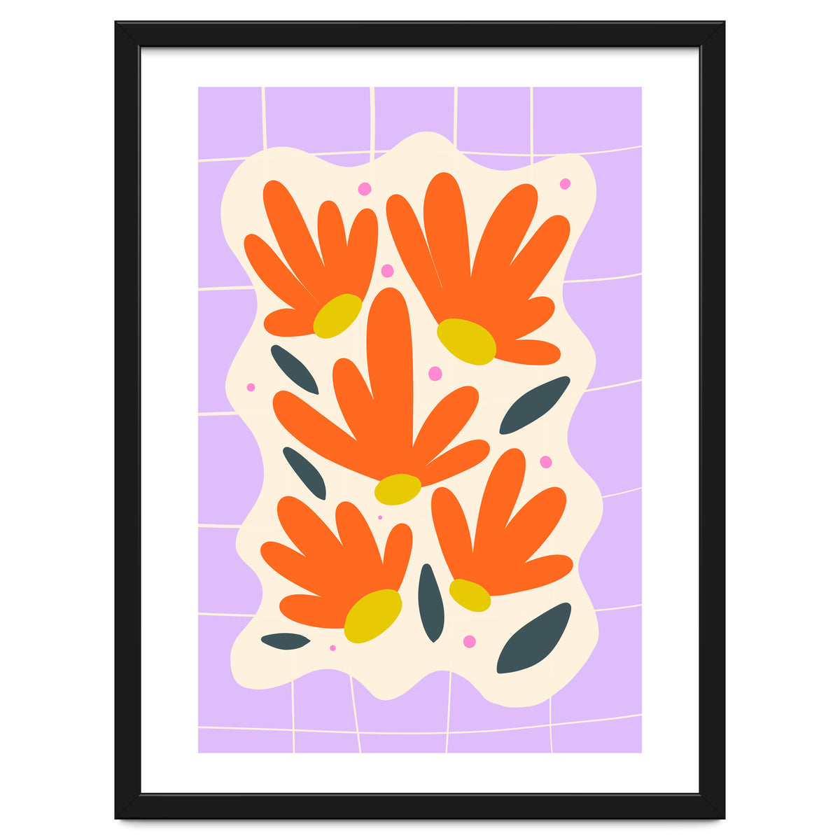 Modern Grid Floral Violet