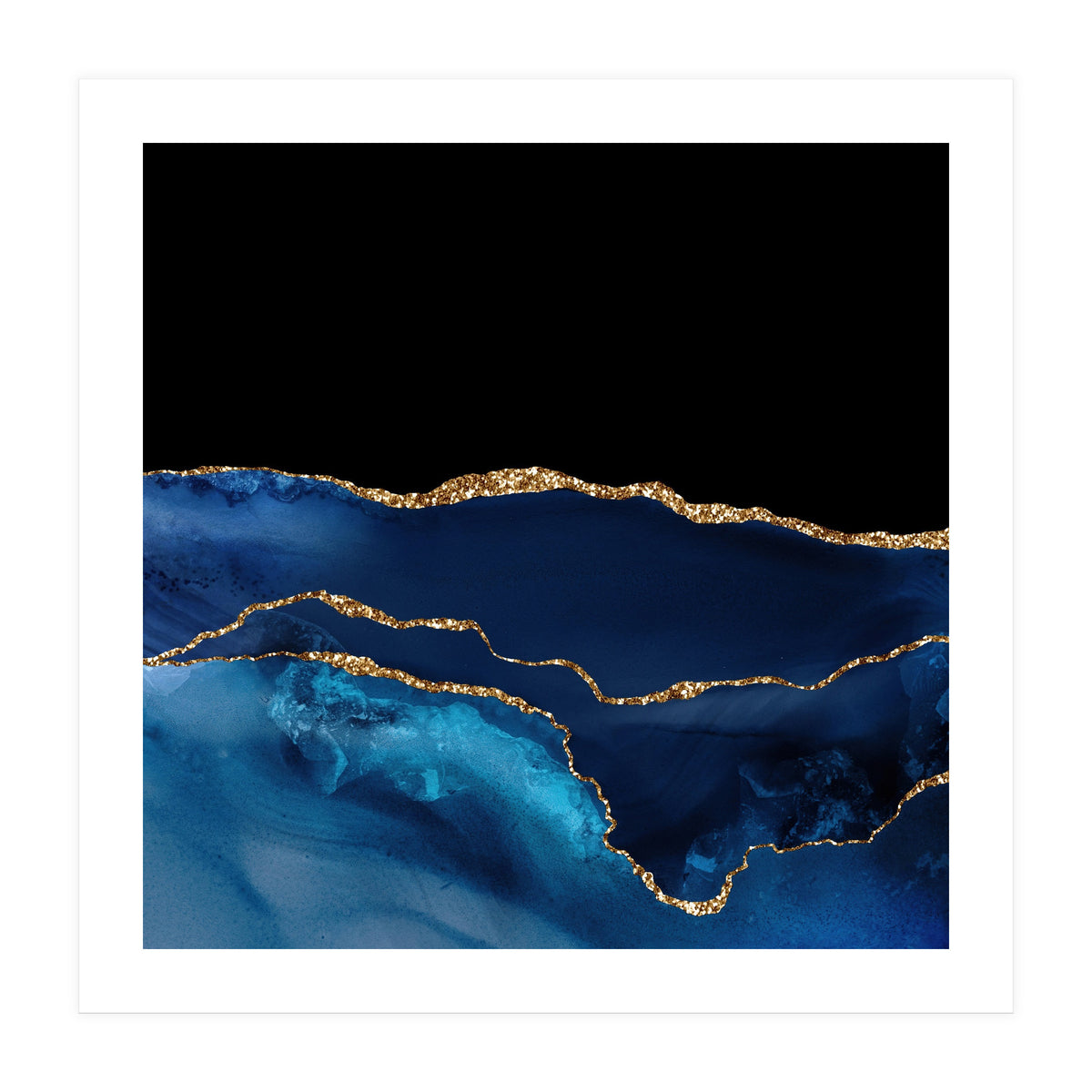 Navy & Gold Agate Texture 07  (Print Only)