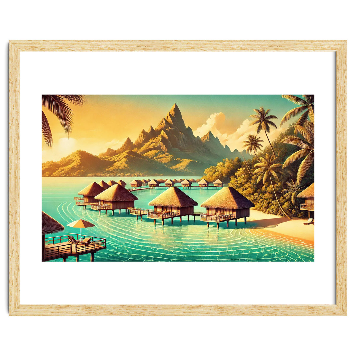 Vintage Bora Bora Poster, French Polynesia