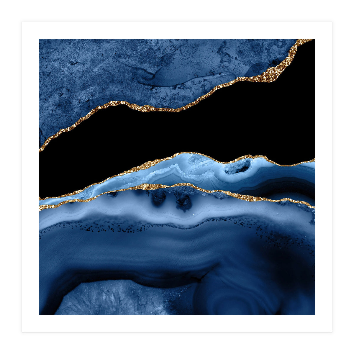 Navy & Gold Agate Texture 13  (Print Only)