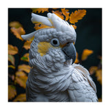 Yellow Crested Cockatoo Portrait Autumn Leaves Dark (Print Only) thumbnail