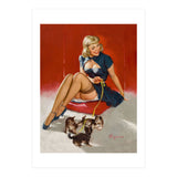Pinup Sexy Girl Playing With Her Little Cats (Print Only) thumbnail