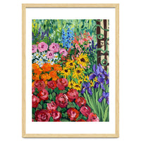 Vibrant Summer Cottage Garden Oil Painting