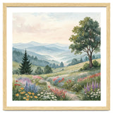 Serene Mountain Meadow Watercolor Landscape thumbnail