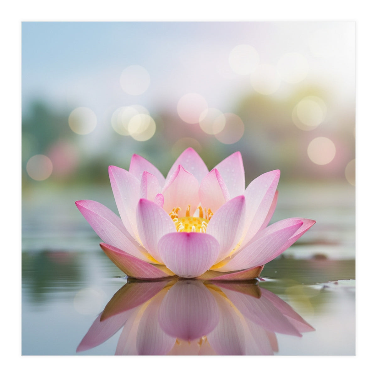 Ethereal Lotus Bloom: Serene Botanical Reflection (Print Only)
