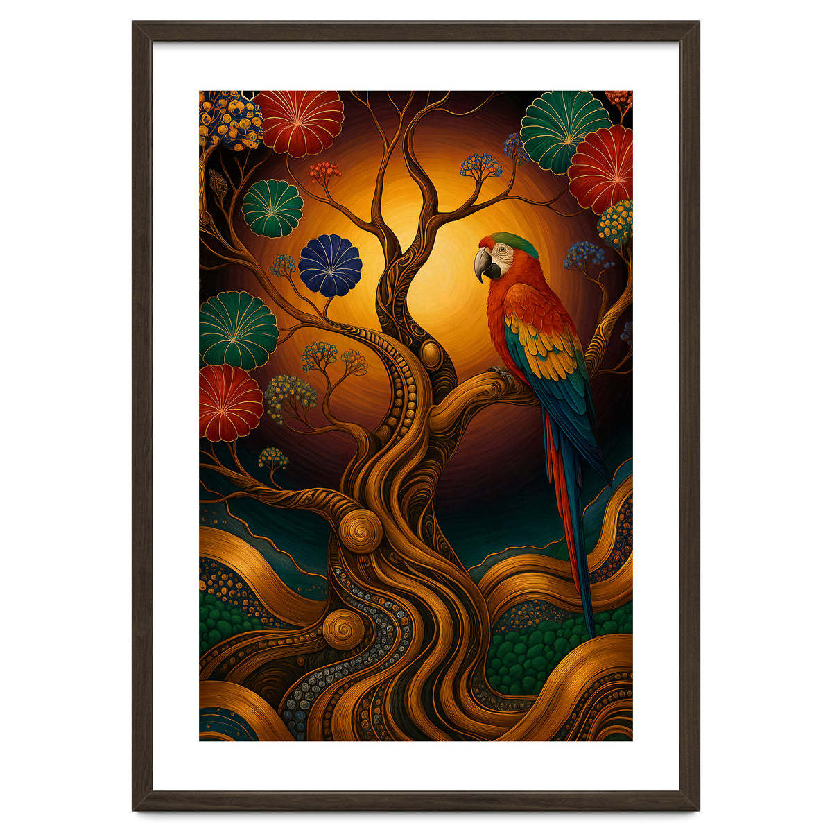 Parrot in Retro Contemporary Aesthetics