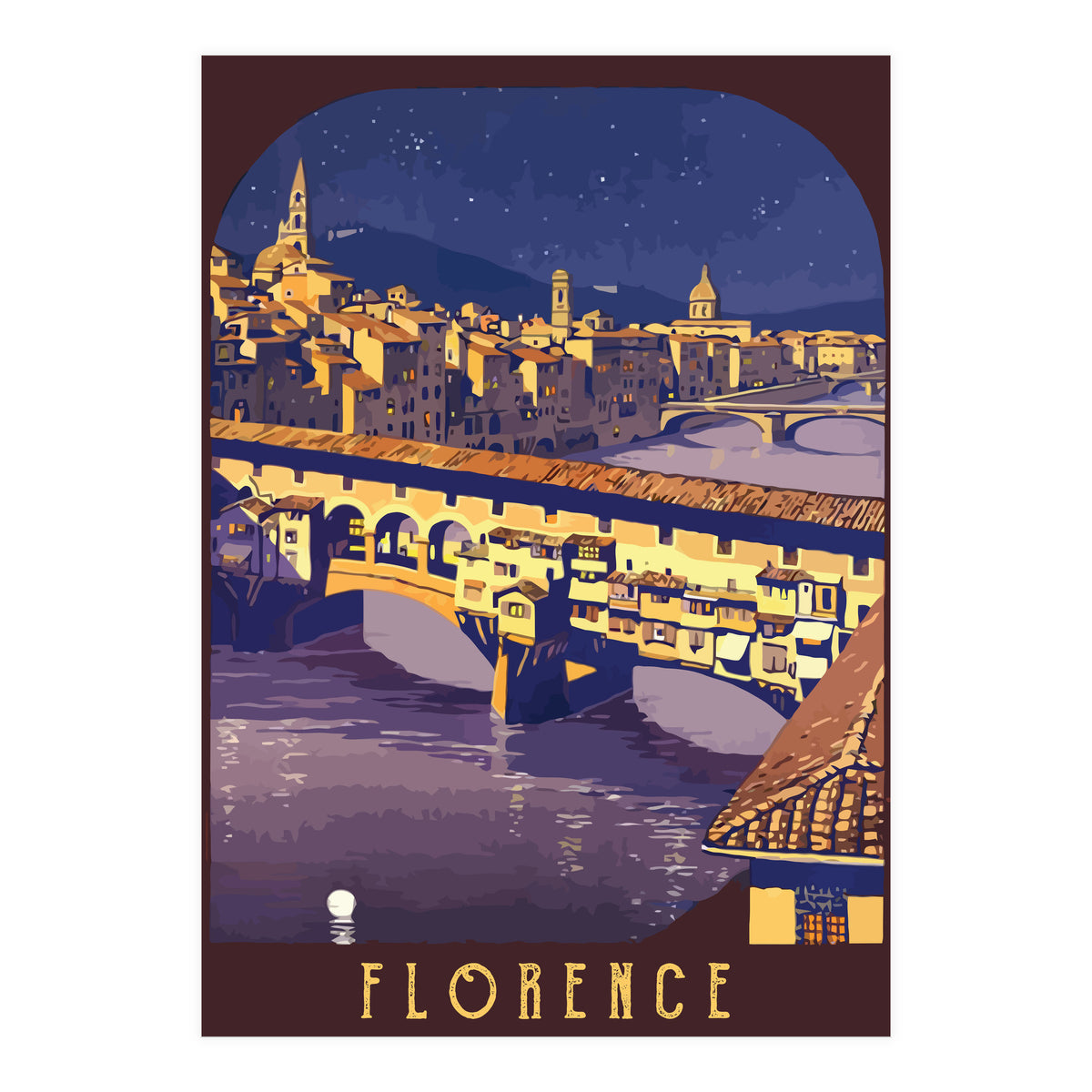Florence At Night, The Bridge (Print Only)