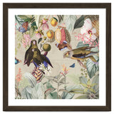 Colorful Parrots And Butterflies In Flower And Fruit Tropical Jungle thumbnail