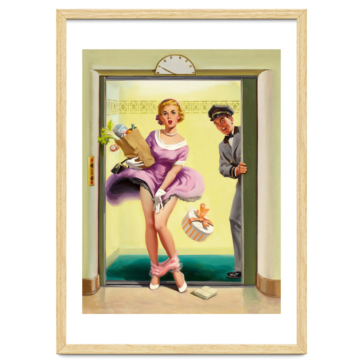 Pinup Sexy Girl Had Accident While Leaving The Elevator