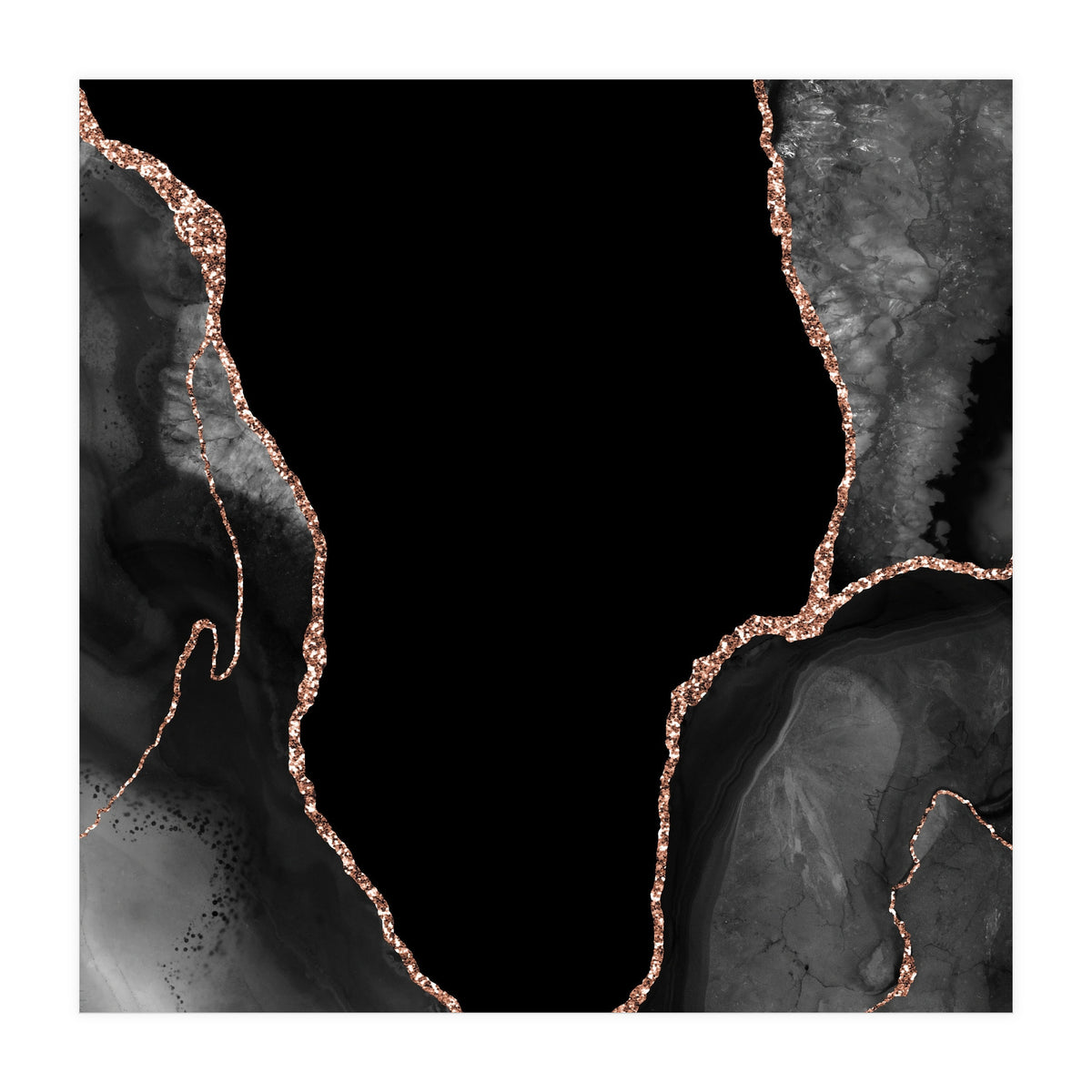 Black & Rose Gold Agate Texture 03  (Print Only)