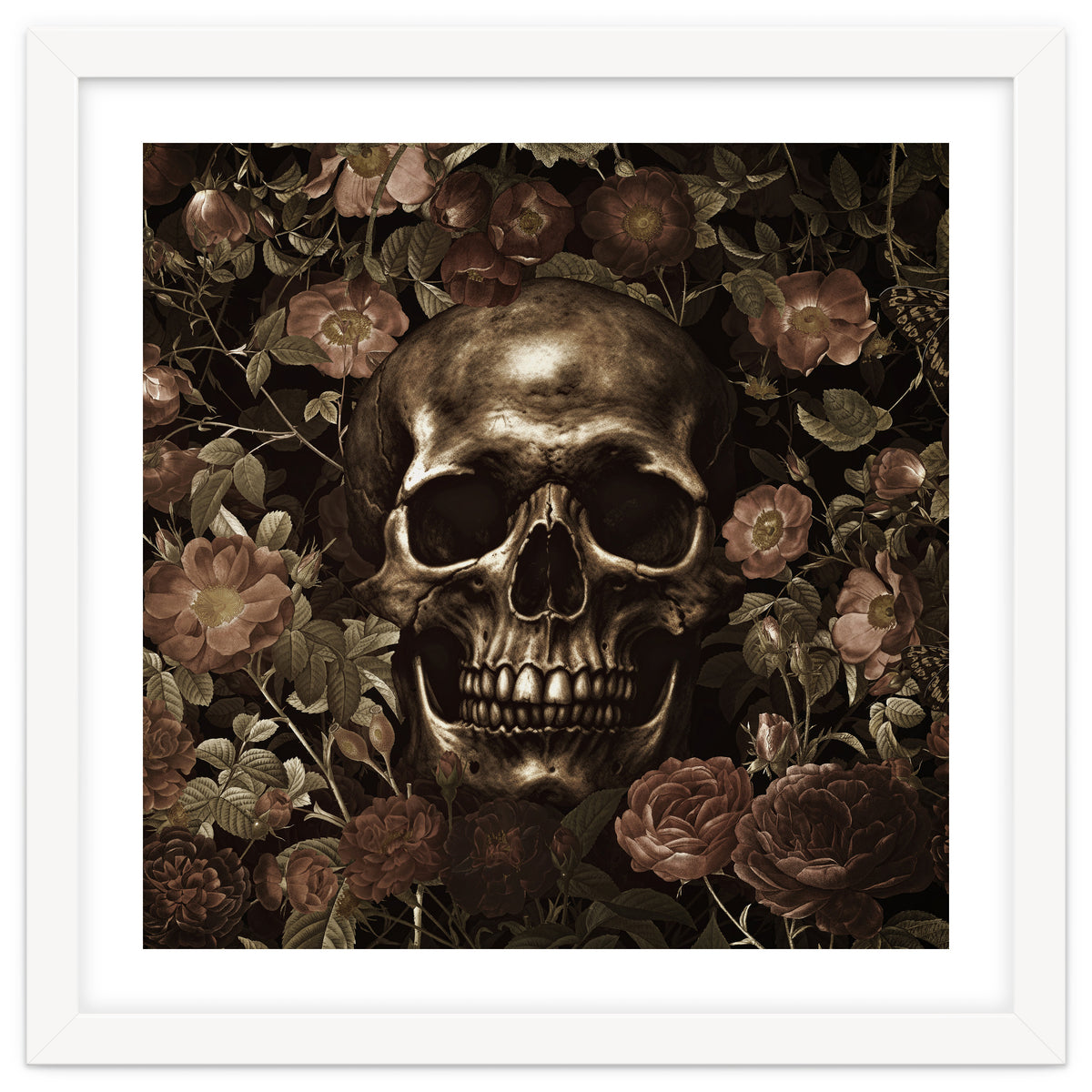 Baroque  Skull And Roses Night Garden