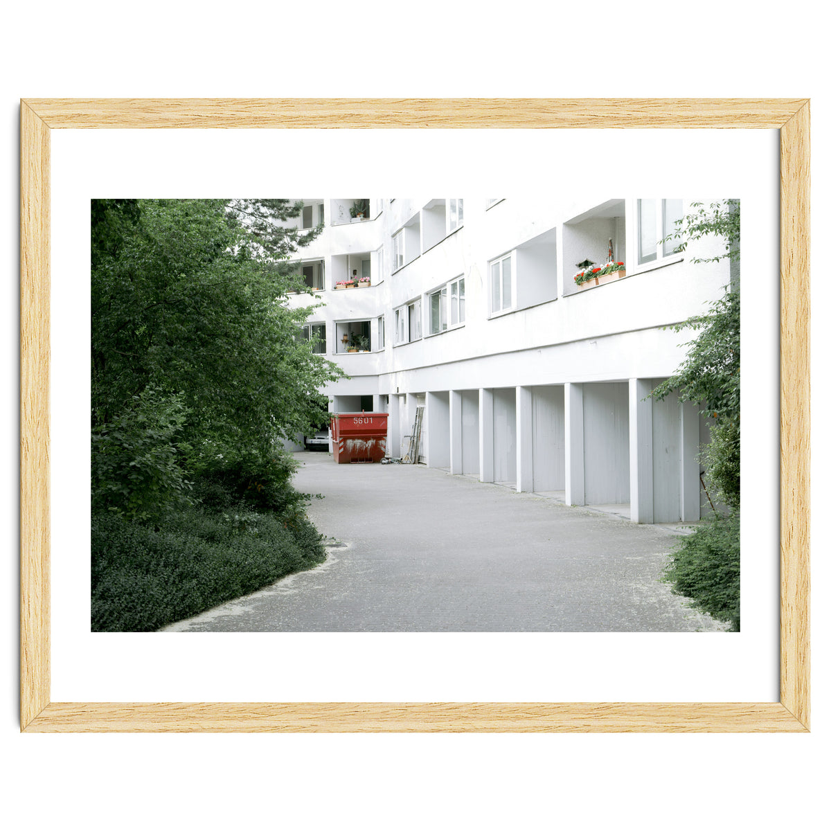 Red container in the residential site