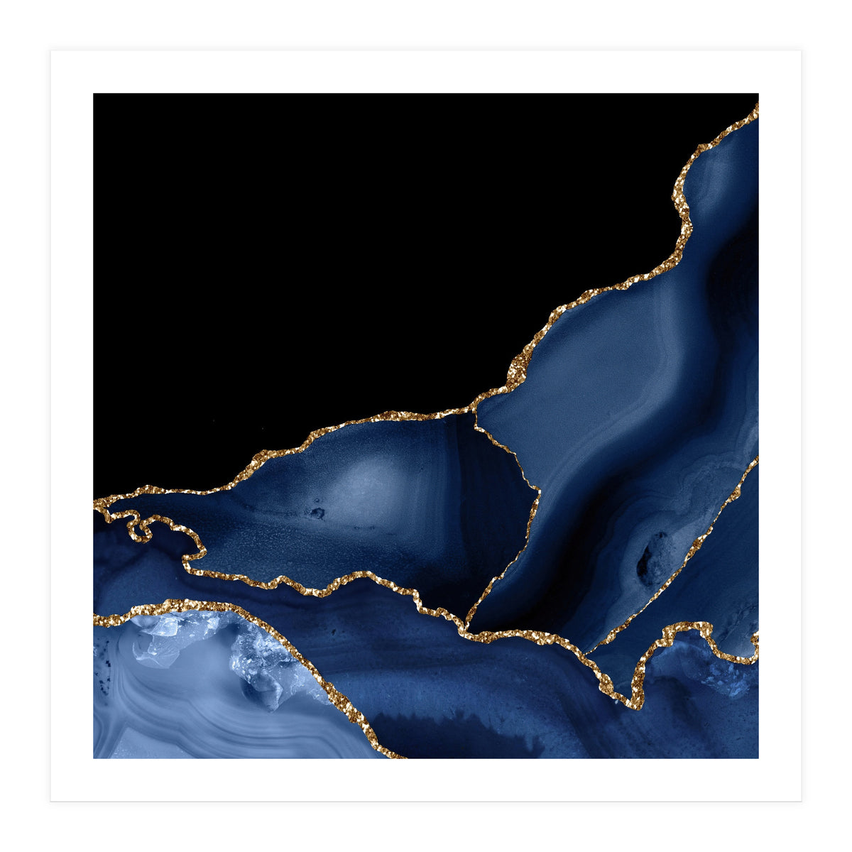 Navy & Gold Agate Texture 03  (Print Only)