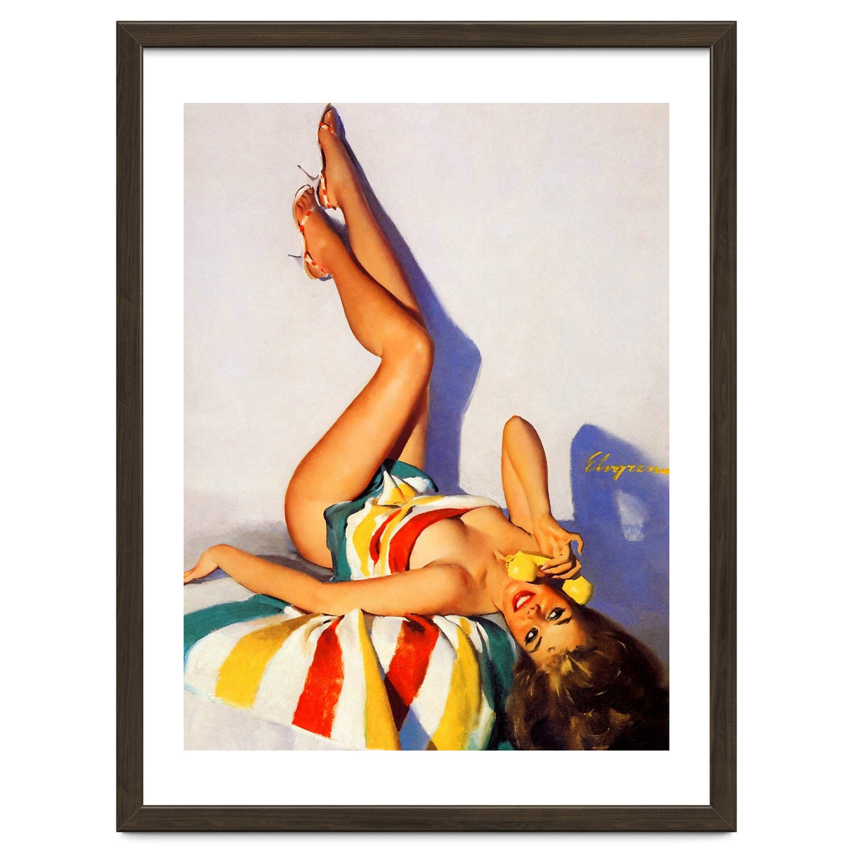 Sexy Pinup Girl Talking On The Vintage Phone