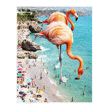 Flamingos on the Beach, Wildlife Surrealism Birds, Nature Flamingo Fantasy Beach Summer Photography (Print Only) thumbnail